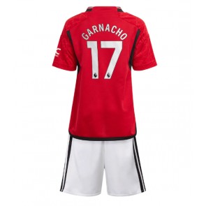 Manchester United Alejandro Garnacho #17 Hjemmebanesæt Børn 2023-24 Kort ærmer (+ korte bukser)